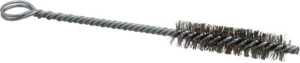 Made in USA - 2" Long x 1/2" Diam Stainless Steel Twisted Wire Bristle Brush - Double Spiral, 5-1/2" OAL, 0.006" Wire Diam, 0.162" Shank Diam - First Tool & Supply