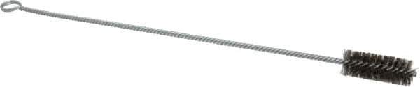 Made in USA - 2-1/2" Long x 1" Diam Stainless Steel Twisted Wire Bristle Brush - Double Spiral, 18" OAL, 0.006" Wire Diam, 0.235" Shank Diam - First Tool & Supply