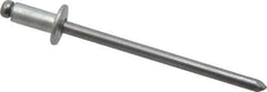 Marson - Size 44 Button Head Steel Open End Blind Rivet - Steel Mandrel, 0.032" to 1/8" Grip, 1/4" Head Diam, 0.129" to 0.133" Hole Diam, 0.275" Length Under Head, 1/8" Body Diam - First Tool & Supply