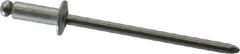 Marson - Button Head Steel Open End Blind Rivet - Steel Mandrel, 0.126" to 0.187" Grip, 1/4" Head Diam, 0.129" to 0.133" Hole Diam, 0.337" Length Under Head, 1/8" Body Diam - First Tool & Supply