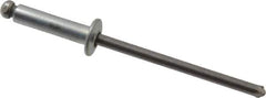 Marson - Button Head Steel Open End Blind Rivet - Steel Mandrel, 0.313" to 3/8" Grip, 1/4" Head Diam, 0.129" to 0.133" Hole Diam, 0.525" Length Under Head, 1/8" Body Diam - First Tool & Supply