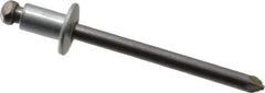 Marson - Button Head Steel Open End Blind Rivet - Steel Mandrel, 0.032" to 1/8" Grip, 3/8" Head Diam, 0.192" to 0.196" Hole Diam, 0.187" Length Under Head, 3/16" Body Diam - First Tool & Supply