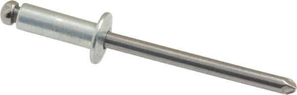 Marson - Button Head Steel Open End Blind Rivet - Steel Mandrel, 0.313" to 3/8" Grip, 3/8" Head Diam, 0.192" to 0.196" Hole Diam, 0.575" Length Under Head, 3/16" Body Diam - First Tool & Supply