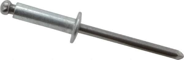 Marson - Button Head Steel Open End Blind Rivet - Steel Mandrel, 0.376" to 1/2" Grip, 3/8" Head Diam, 0.192" to 0.196" Hole Diam, 0.7" Length Under Head, 3/16" Body Diam - First Tool & Supply