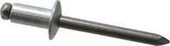 Marson - Button Head Steel Open End Blind Rivet - Steel Mandrel, 0.126" to 1/4" Grip, 1/2" Head Diam, 0.257" to 0.261" Hole Diam, 1/2" Length Under Head, 1/4" Body Diam - First Tool & Supply