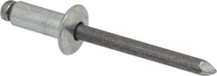 Marson - Button Head Steel Open End Blind Rivet - Steel Mandrel, 0.251" to 3/8" Grip, 1/2" Head Diam, 0.257" to 0.261" Hole Diam, 5/8" Length Under Head, 1/4" Body Diam - First Tool & Supply