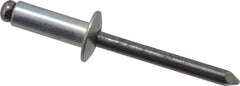 Marson - Button Head Steel Open End Blind Rivet - Steel Mandrel, 0.376" to 1/2" Grip, 1/2" Head Diam, 0.257" to 0.261" Hole Diam, 3/4" Length Under Head, 1/4" Body Diam - First Tool & Supply