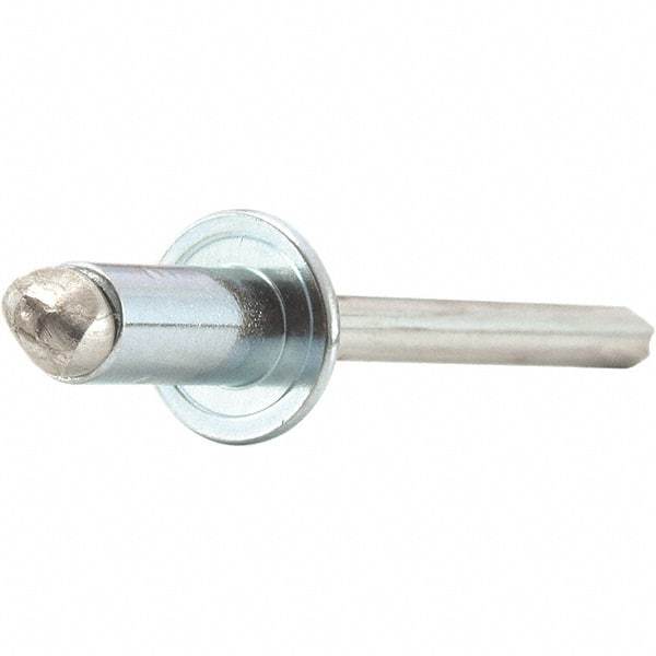 STANLEY Engineered Fastening - Size 8 Dome Head Steel Open End Blind Rivet - Steel Mandrel, 0.376" to 1/2" Grip, 1/4" Head Diam, 0.257" to 0.261" Hole Diam, 0.153" Body Diam - First Tool & Supply