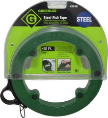 Greenlee - 50 Ft. Long x 1/8 Inch Wide, 3/64 Inch Thick, Steel Fish Tape - 400 Lb. Pulling Strength, Includes Case - First Tool & Supply