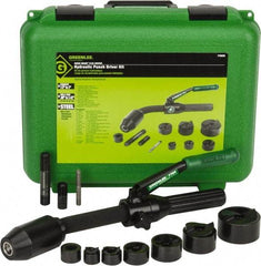 Greenlee - 11 Piece, 1/2 to 2" Punch Hole Diam, Hydraulic Punch Driver Kit - Round Punch, 10 Gage Mild Steel - First Tool & Supply