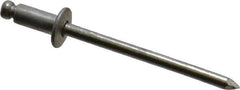 Marson - Button Head Aluminum Open End Blind Rivet - Aluminum Mandrel, 0.032" to 1/8" Grip, 1/4" Head Diam, 0.129" to 0.133" Hole Diam, 0.275" Length Under Head, 1/8" Body Diam - First Tool & Supply