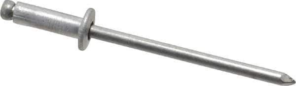 Marson - Button Head Aluminum Open End Blind Rivet - Aluminum Mandrel, 0.188" to 1/4" Grip, 1/4" Head Diam, 0.129" to 0.133" Hole Diam, 0.4" Length Under Head, 1/8" Body Diam - First Tool & Supply