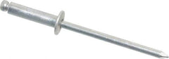 Marson - Button Head Aluminum Open End Blind Rivet - Aluminum Mandrel, 0.313" to 3/8" Grip, 1/4" Head Diam, 0.129" to 0.133" Hole Diam, 0.525" Length Under Head, 1/8" Body Diam - First Tool & Supply