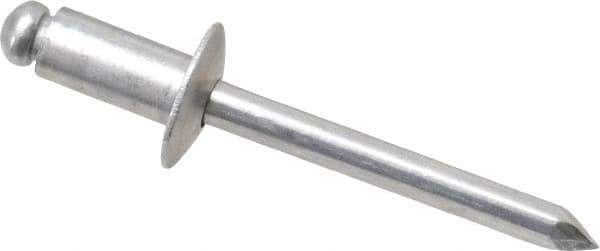 Marson - Button Head Aluminum Open End Blind Rivet - Aluminum Mandrel, 0.126" to 1/4" Grip, 1/2" Head Diam, 0.257" to 0.261" Hole Diam, 1/2" Length Under Head, 1/4" Body Diam - First Tool & Supply