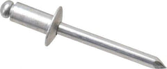 Marson - Button Head Aluminum Open End Blind Rivet - Aluminum Mandrel, 0.126" to 1/4" Grip, 1/2" Head Diam, 0.257" to 0.261" Hole Diam, 1/2" Length Under Head, 1/4" Body Diam - First Tool & Supply