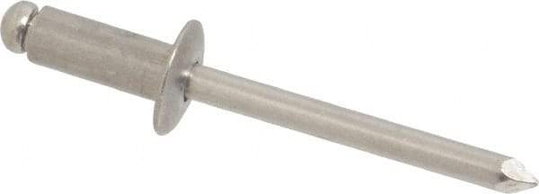 Marson - Button Head Aluminum Open End Blind Rivet - Aluminum Mandrel, 0.251" to 3/8" Grip, 1/2" Head Diam, 0.257" to 0.261" Hole Diam, 5/8" Length Under Head, 1/4" Body Diam - First Tool & Supply