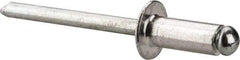 Marson - Button Head Aluminum Open End Blind Rivet - Steel Mandrel, 3/16" to 1/4" Grip, 3/8" Head Diam, 0.192" to 0.196" Hole Diam, 0.45" Length Under Head, 3/16" Body Diam - First Tool & Supply