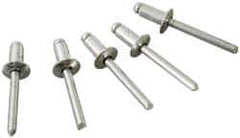 Marson - Button Head Stainless Steel Open End Blind Rivet - Stainless Steel Mandrel, 5/16" to 3/8" Grip, 1/4" Head Diam, 0.129" to 0.133" Hole Diam, 0.525" Length Under Head, 1/8" Body Diam - First Tool & Supply