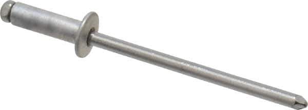 Marson - Button Head Aluminum Open End Blind Rivet - Steel Mandrel, 3/16" to 1/4" Grip, 1/4" Head Diam, 0.129" to 0.133" Hole Diam, 0.4" Length Under Head, 1/8" Body Diam - First Tool & Supply