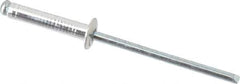 Marson - Button Head Aluminum Open End Blind Rivet - Steel Mandrel, 0.376" to 1/2" Grip, 1/4" Head Diam, 0.129" to 0.133" Hole Diam, 0.65" Length Under Head, 1/8" Body Diam - First Tool & Supply