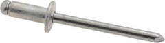 Marson - Button Head Aluminum Open End Blind Rivet - Steel Mandrel, 3/16" to 1/4" Grip, 3/8" Head Diam, 0.192" to 0.196" Hole Diam, 0.45" Length Under Head, 3/16" Body Diam - First Tool & Supply