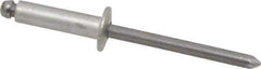 Marson - Button Head Aluminum Open End Blind Rivet - Steel Mandrel, 0.376" to 1/2" Grip, 3/8" Head Diam, 0.192" to 0.196" Hole Diam, 0.7" Length Under Head, 3/16" Body Diam - First Tool & Supply