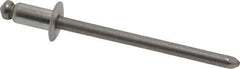 Marson - Button Head Stainless Steel Open End Blind Rivet - Stainless Steel Mandrel, 1/32" to 1/8" Grip, 1/4" Head Diam, 0.129" to 0.133" Hole Diam, 0.275" Length Under Head, 1/8" Body Diam - First Tool & Supply