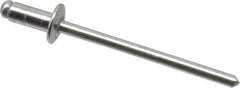 Marson - Button Head Aluminum Open End Blind Rivet - Aluminum Mandrel, 1/32" to 1/8" Grip, 1/4" Head Diam, 0.129" to 0.133" Hole Diam, 0.275" Length Under Head, 1/8" Body Diam - First Tool & Supply