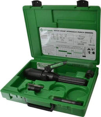 Greenlee - 5 Piece, 22.5" Punch Hole Diam, Hydraulic Punch Driver Kit - Round Punch, 10 Gage Mild Steel - First Tool & Supply