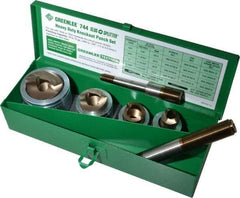 Greenlee - 7 Piece, 22.5 to 43.2mm Punch Hole Diam, Hydraulic Knockout Set - Round Punch, 10 Gage Mild Steel - First Tool & Supply