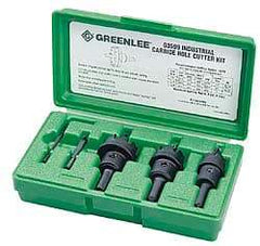 Greenlee - 5 Piece, 7/8" to 1-3/8" Saw Diam, Hole Saw Kit - Carbide-Tipped, Pilot Drill Model No. 123CT, Includes 3 Hole Saws - First Tool & Supply