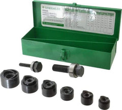 Greenlee - 15 Piece, 3/4 to 1-1/2" Punch Hole Diam, Manual Standard Punch Kit - Round Punch, 16 Gage Mild Steel - First Tool & Supply