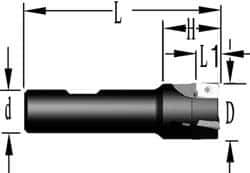 Cutting Tool Technologies - 5/8" Cut Diam, 0.38" Max Depth of Cut, 5/8" Shank Diam, 3-1/4" OAL, Indexable Square Shoulder End Mill - APKT 1003... Inserts, Weldon Shank, 90° Lead Angle, Through Coolant - First Tool & Supply