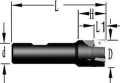 Cutting Tool Technologies - 5/8" Cut Diam, 0.38" Max Depth of Cut, 5/8" Shank Diam, 3-1/4" OAL, Indexable Square Shoulder End Mill - APKT 1003... Inserts, Weldon Shank, 90° Lead Angle, Through Coolant - First Tool & Supply