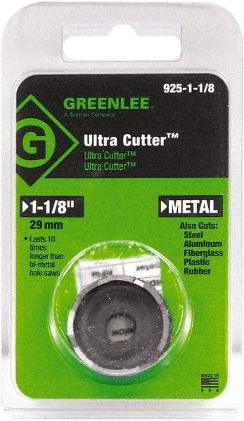 Greenlee - 1-1/8" Diam, 0.53" Cutting Depth, Hole Saw - High Speed Steel Saw, Toothed Edge - First Tool & Supply