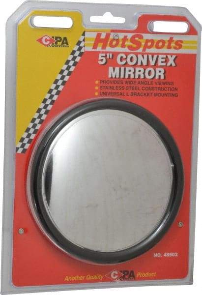 Value Collection - Automotive Full Size Convex Round Mirror with L Bracket - Stainless Steel, 5" Mirror Diam - First Tool & Supply