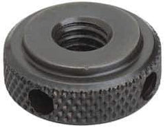 Jergens - 1-8" UNC Thread, Black Oxide Finish, Steel Round Knurled High Torque Check Nut - 9/16" Overall Height, 2" Head Diam, 1-3/4" Base Diam - First Tool & Supply