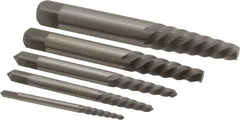 Interstate - 5 Piece Spiral Flute Screw Extractor Set - Screw Range 3/16 to 3/4" - First Tool & Supply