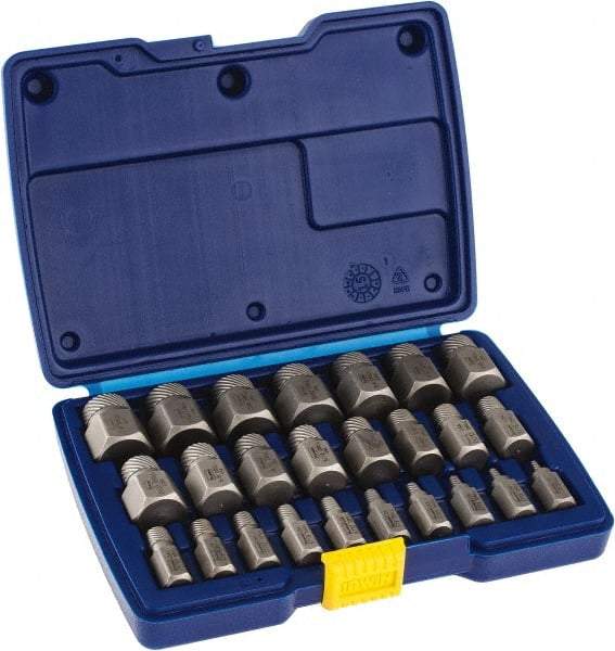 Irwin Hanson - 25 Piece Spiral Flute Screw Extractor Set - Screw Range 1/8 to 7/8" - First Tool & Supply