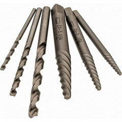 Irwin - 6 Piece Spiral Flute Screw Extractor Set - Screw Range 3/16 to 7/16" - First Tool & Supply