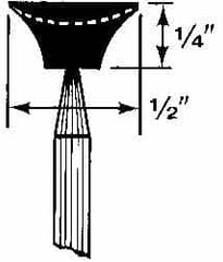 Grier Abrasives - 1/2 x 1/4" Head Diam x Thickness, B82, Inverted Cone Cupped End, Aluminum Oxide Mounted Point - First Tool & Supply