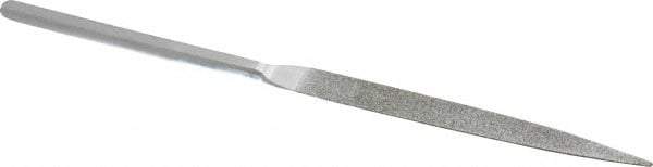 Strauss - 8-1/2" OAL Coarse Half Round Needle Diamond File - 1/2" Wide x 5/32" Thick, 4-3/8 LOC, 181 Grit - First Tool & Supply