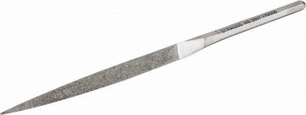 Strauss - 8-1/2" OAL Fine Three Square Needle Diamond File - 3/8" Wide x 3/8" Thick, 4-3/8 LOC, 91 Grit - First Tool & Supply