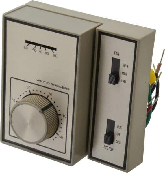 White-Rodgers - 40 to 90°F, 1 Heat, 1 Cool, Light-Duty Fan Coil Thermostat - 120 to 277 Volts, SPDT Switch - First Tool & Supply