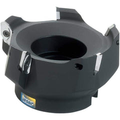 Iscar - 5 Inserts, 5" Cut Diam, 1-1/2" Arbor Diam, 0.622" Max Depth of Cut, Indexable Square-Shoulder Face Mill - 0/90° Lead Angle, 2-1/4" High, HM90 APCR 1605 Insert Compatibility, Through Coolant, Series Helialu - First Tool & Supply