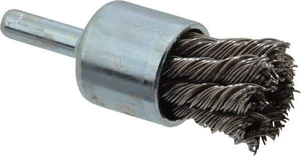 Anderson - 3/4" Brush Diam, Knotted, End Brush - 1/4" Diam Shank, 22,000 Max RPM - First Tool & Supply