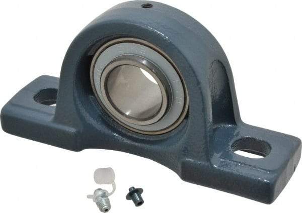 Value Collection - 1-1/4" ID, 3-5/16" OAW x 6-1/2" OAL x 3-5/16" OAH High Temperature Ball Bearing Pillow Block - 2,500 Lb Static Cap, 4,300 Lb Dyn Cap, 4-3/4" Btw Mnt Hole Ctrs, 1-11/16" Base-to-Ctr Ht, Cast Iron - First Tool & Supply