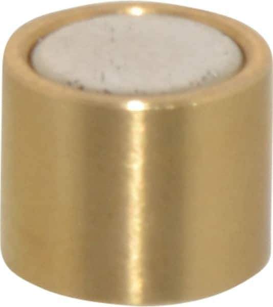 Mag-Mate - 5/16" Diam x 1/4" High, 1 Lb Average Pull Force, 2 Lb Max Pull Force, Neodymium Rare Earth Shielded Magnet - Brass Shield, 0.032" Shielding Wall Thickness - First Tool & Supply