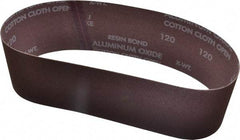 Norton - 3" Wide x 24" OAL, 120 Grit, Aluminum Oxide Abrasive Belt - Aluminum Oxide, Fine, Coated, X Weighted Cloth Backing, Series R228 - First Tool & Supply