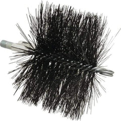 Schaefer Brush - 4-1/2" Brush Length, 6-1/2" Diam, Double Stem, Double Spiral Tube Brush - 7-1/2" Long, Tempered Steel Wire, 1/4" NPT Male Connection - First Tool & Supply